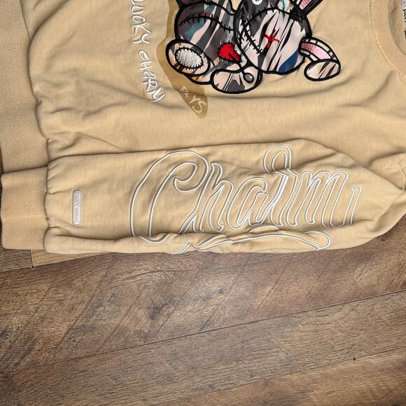 BKYS Lucky Charm Sweatshirt Men's‎ Medium Yellow Embroidered Crew Neck 6468 - Picture 6 of 13